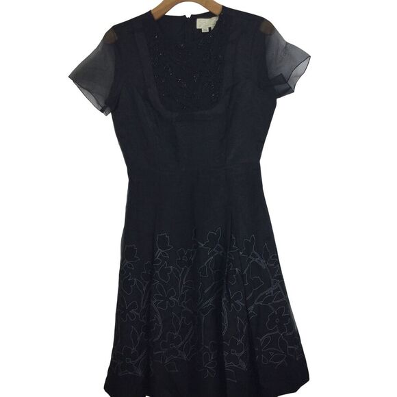 SB by Sachin & Babi Womens Beaded Chiffon Fit & Flare Cocktail Dress Black 8 NWT - Picture 1 of 16